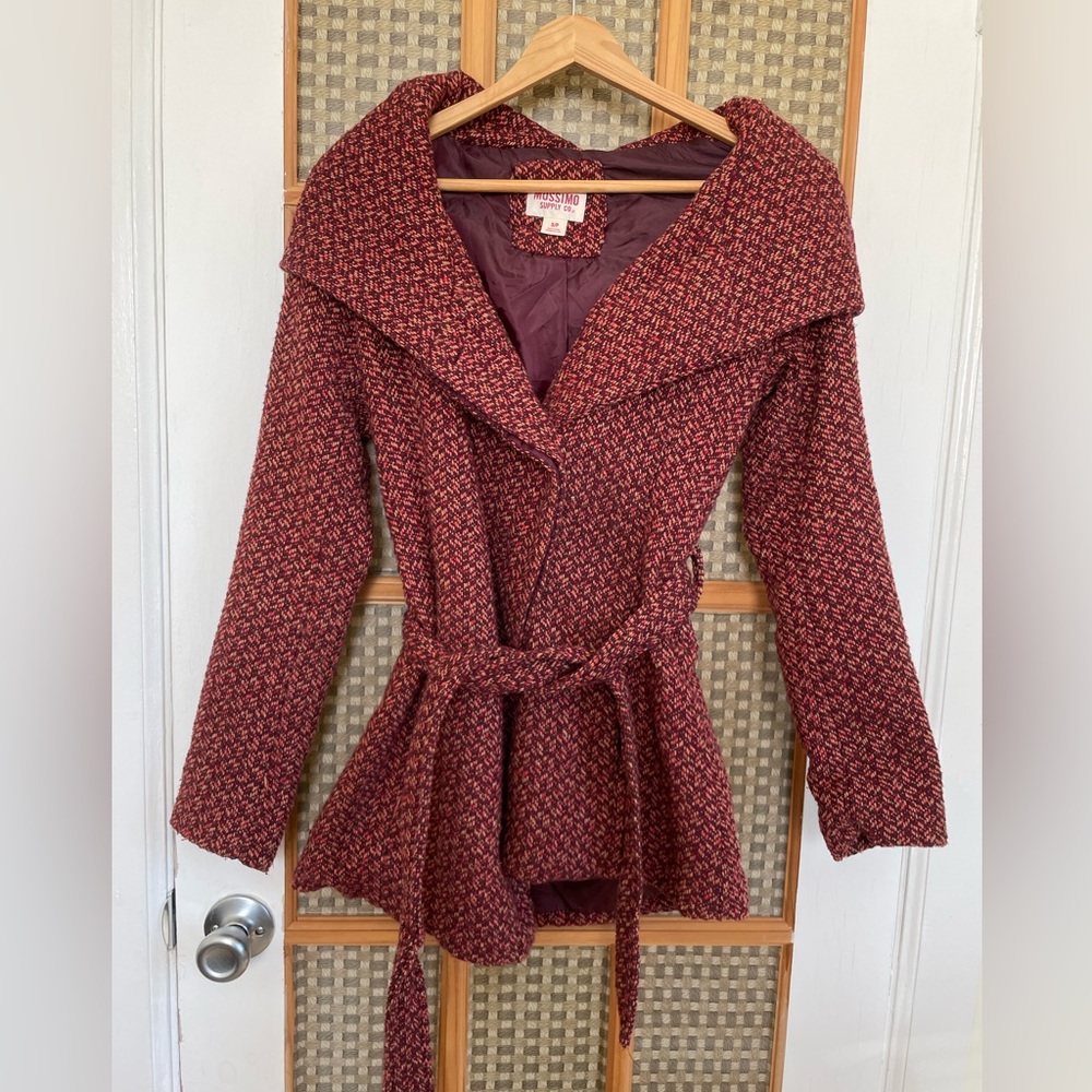 Burgundy/red wrap coat